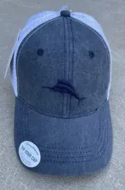 New Tommy Bahama Tip Your Cap Marlin Logo Men’s Denim Style Baseball Hat NWT