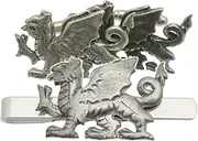 [Gamekeepers Cottage gifts] Welsh Dragon Cufflinks and Tie Bar Slide Gift Boxed Set 390, Metal