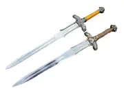 BEAUTIFUL PAIR OF CONAN THE BARBARIAN HANDMADE ATLANTEAN SWORDS + FREE SHEATH