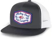[WHISKEY BENT HAT CO.] The Dillo - 5 Panel Adjustable Snapback Hat, Mesh Back, Embroidered Patch, Western Style Baseball Cap for Men (US, Alpha, One Size, Charcoal Black), Charcoal, One Size