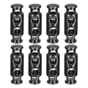 8pcs Double Holes Metal Cord Locks Toggle Fastener Stopper Rope End Black