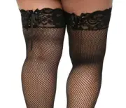 1X-6X PLUS SIZE LACE CORSET TOP FISHNET THIGH HI STOCKINGS COMPARABLE 2 TORRID