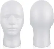 Tavvke Male Foam Head Model, White Styrofoam Mannequin Head for Displaying Wigs, Hats, Masks and Headwear, for Hairdressers & Cosmetology Professionals