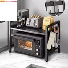 Extendable Microwave Oven Rack Black, Adjustable Microwave/Toaster Shelf Heavy D