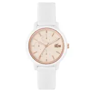 Lacoste White Silicone Carnation Gold Dial Multi-function Women's Watch - 2001326