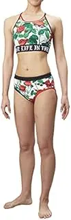 [arena] KKAR-87W Women's Fitness Swimsuit, Separates, Size L, White x Red x Black + Black (WHT)