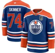 Stuart Skinner Edmonton Oilers 2025 Stanley Cup Final Jersey Blue White STITCHED