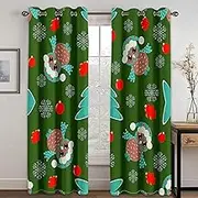 Exquisite Blackout Curtains for Kids Bedroom Christmas Owl Animal Cartoon 67X79 Inch 3D Pattern Printed Curtains Eyelet Sound Insulation Thermal Insulated Drapes for Boys Girls 2 Panels