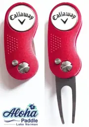 GOLF SWITCHBLADE CALLAWAY Divot Repair Tool + Ballmarker Red NEW