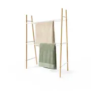 Bamboo and White Towel Rack