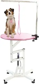 HJYryhyfddply 24 Inch Electric Lift Dog Grooming Table, Rotating Desktop Grooming Table for Dogs at Home, Small Pet Grooming Station(Pink)