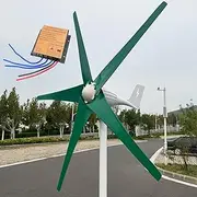 Wind Turbine Generator 12V / 24V / 48V Wind Turbine Kit 800W-1200W Wind Power Generator with MPPT Controller and 5 Green Blades, Aluminum Alloy Shell for Home, Farm, RVs, Boats,1200w,24V
