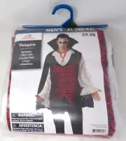 Vampire Adult Mens Halloween Costume Shirt w/Vest, Cape, Medallion XL(40/42)
