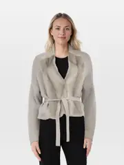 Grey Cashmere Mink Fur Cardigan