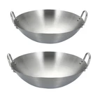 Stainless Steel Wok Pan Silver Stir Fry Pan for Simmering Deep Frying Home