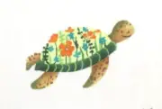 Madeline Elizabeth Floral Turtle Handpainted Needlepoint Canvas