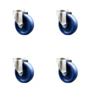 4 Inch 316SS Solid Polyurethane Wheel Swivel Bolt Hole Caster Set Service Caster