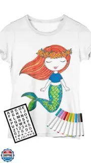 DaVinci in You Mermaid Coloring Kit for Girls - DIY with Shirt, 10 Fabric Mar
