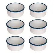 6x Urban Style Enamelware 10cm/200ml Sauce Dip Bowl Container/Blue Rim White