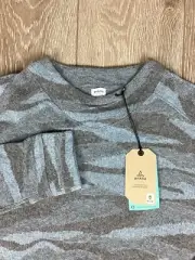 PrAna NEW Women’s Snowbound Sweater Shirt WOOL Blend Blue Camo Long Sleeve