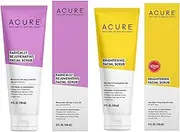 ACURE Acure Pore Clarifying & Brightening Facial Scrub and Exfoliator Bundle with Moroccan Red Clay, Argan Extract, Argan Stem Cell and Chlorella, 4 Oz. Each