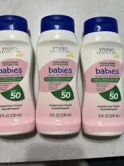 STUDIO SELECTION SUN Lot Of 3 Sunscreen For Babies SPF 50 UVA-UVB 8oz Sunblock