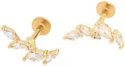 [Lovisa] Gold Plated Surgical Steel Cubic Zirconia Marquise Crawler Flat Back 2-Pack | Premium PVD Gold-Plating | Hypoallergenic
