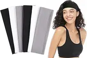 [Hanycr] 6 Pack Yoga Headbands for Women Stretchy Cotton Non Slip Elastic Sweat Hairbands Soft Fabric Sport Hair Bands Hairwarp Workout Yoga Running Sport Exercise Gym