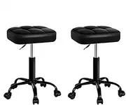 2X Salon Stool Square Swivel Barber Hair Chair Gas Lift All Black