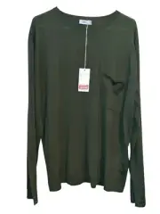 Men's CLOSED Germany Lightweight 100% Wool Crewneck Pullover Sweater Green XL