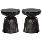 Home Square Lucida 18" Round Shaped Concrete End Table in Black - Set of 2