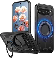 [RUNGOS] 360°Rotatable Ring for Google Pixel 9/9 Pro Case Magsafe, with Stand [Strong Magnetic] [Mil-Grade 4-Corner Airbag Reinforcement] Armor-Grade Shockproof Case for Google Pixel 9 Pro / 9 Phone