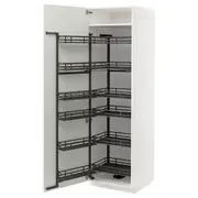 METOD high cabinet with pull-out larder, white/Bodbyn off-white, 60x60x200 cm