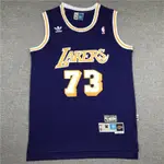 NBA球衣洛杉磯湖人隊73號羅德曼羅丹球衣運動背心復古紫