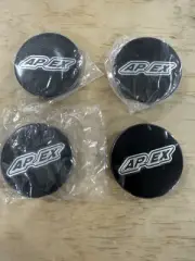 4x Used Genuine Apex Wheels Gloss Black BMW Center Caps 5x120 72.56 Center Bore