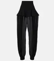 [Alaia] Alaïa Peplum georgette wide-leg pants AU 12 black