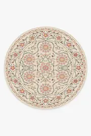 245' Round | Machine Washable Runner Rug | Kid & Pet Friendly | Indoor Rug | Suzani Coral Rug | Ruggable