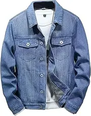 [Qolkmuiy-GJ] Men’s Fleece Sherpa Lined Denim Coat Button Down Cropped Jean Jackets Winter Lapel Trucker Cowboy Coats