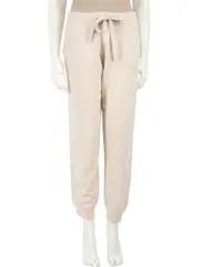 Beige Wool Drawstring Knit Pants