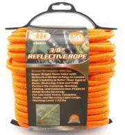 3/8" x 50ft Reflective Rope Hi-Visibility Orange Dipole Antenna Support
