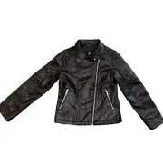 Art Class Black Faux Leather Motorcycle Biker Jacket Youth Size Small (6/6X)