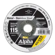 QTY 200 Alpha 115mm x 6mm Metal & Stainless Grinding Disc GGDSS11560