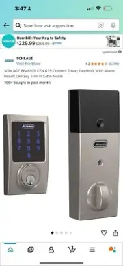 Century Satin Nickel Electronic Connect Smart Deadbolt - Z-Wave Plus Enabled