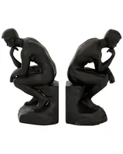 Peyton Lane Set of 2 People Black Polystone The Thinker Decorative Bookends