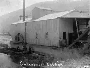 Enterprise Bucket Dredge Bright Victoria 1907 - A group of men wit- Old Photo
