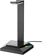 Headphone Stand Gaming Headphone Stand Wired Headset Desk Dual Hanger Base with Phone Holder 2 USB Port Headset Holder