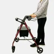 New Red Aluminum Foldable Rollator Walking Frame Outdoor Walker Aids Mobility