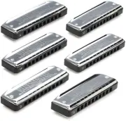 Suzuki MR-250 Bluesmaster 10-hole Diatonic Harmonicas - 6-piece Set