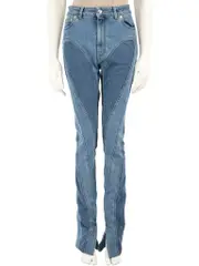 Blue Denim Spiral Panelled Skinny Jeans