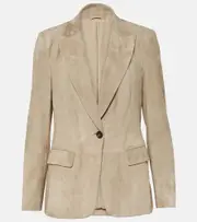 [Brunello Cucinelli] Brunello Cucinelli Embellished suede blazer AU 16 beige